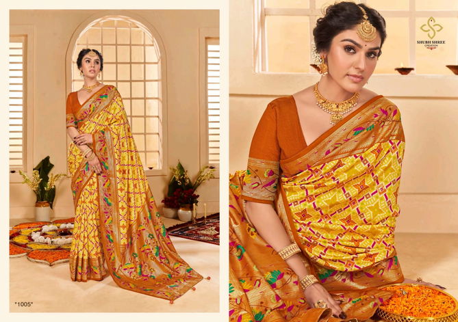 Kesar Tilk By Shubh Shree Velvet Tusser Silk Designer Sarees Wholesale Price In Surat